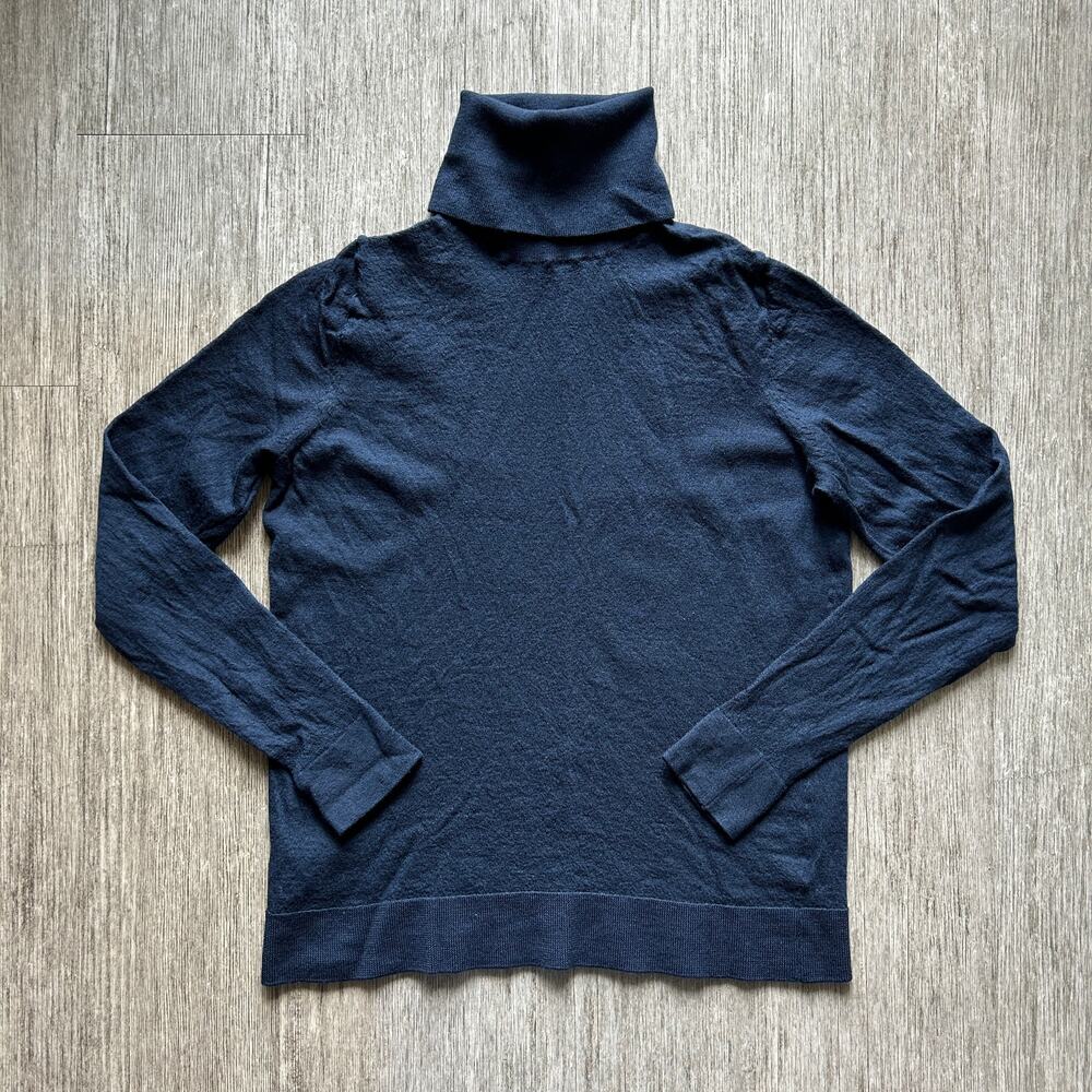 Ann Taylor Navy Blue Merino Wool Long Sleeve Turtleneck Sweater Size XS Medium